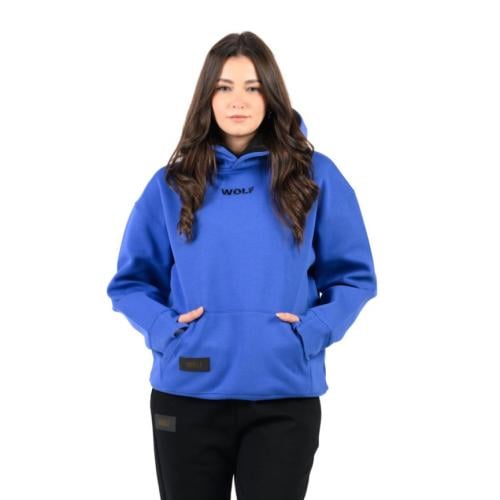 Blue hoodie Double cap black Oversize