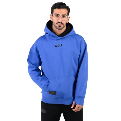 Blue hoodie Double cap black Oversize