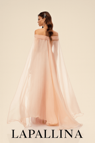 فستان سهرة مستورد ، فستان Emil Pink — تول وردي فاخ...