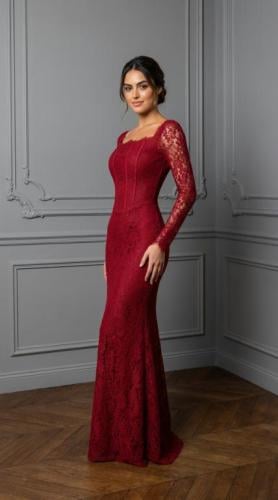 فستان سهرة أنيق حورية البحر بخصر عالٍ وقصة ضيقة، ب...