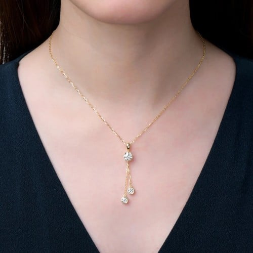 سلسال من الفضه الأصلي مع 3 ألماسات /MC 0013