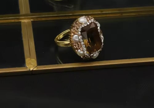 طقم من اللؤلؤ الطبيعي والحجر العسلي/ LS 0180