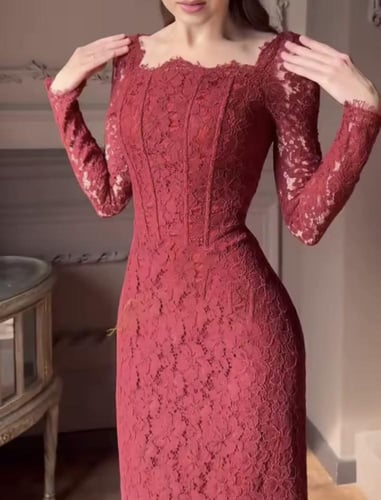 فستان سهرة أنيق حورية البحر بخصر عالٍ وقصة ضيقة، ب...