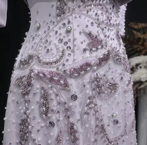 فستان سهرة من التول الفاخر المطرز (قطعتين مطرز )