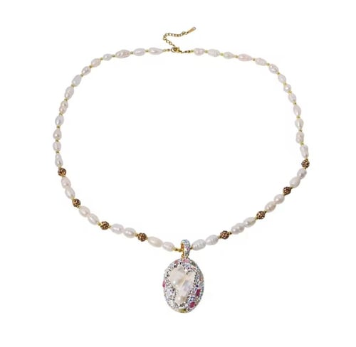 طقم لؤلؤ طبيعي مزروع 3 قطع (عقد + حلق + خاتم) مطلي...