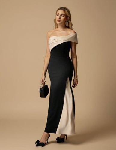 فستان “Twist Elegance” كولور بلوك – كوكتيل