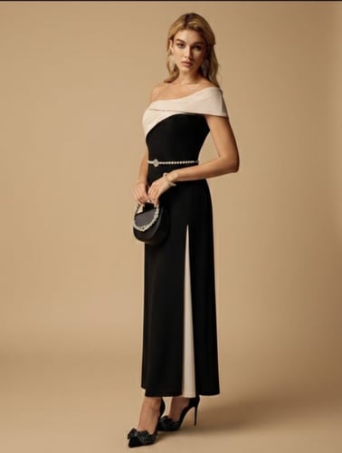 فستان “Twist Elegance” كولور بلوك – كوكتيل