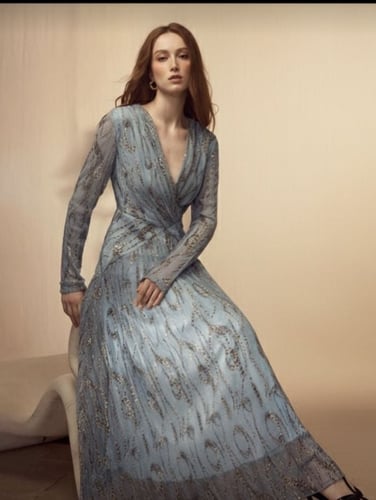 فستان “V Elegance” بأكمام طويلة راقية
