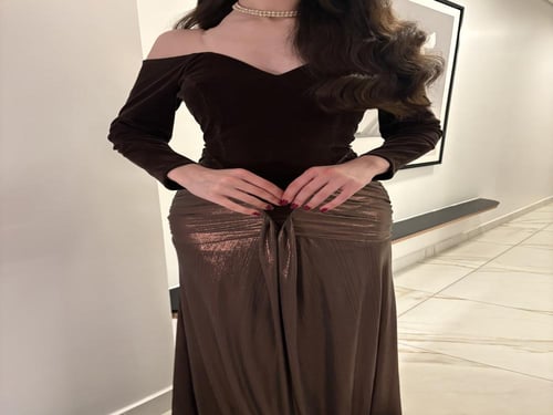 فستان مخمل وساتان 1043