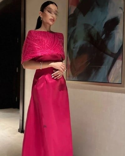 فستان ASLEN فوشي فخم