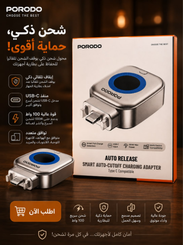 محول شحن سمارت أوتو كت أوف من بورودو - فضي