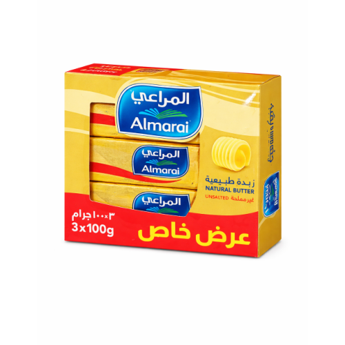 زبدة المراعي الغير مملحة عرض 100 جرام 3 حبات - بقا...