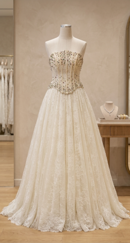 فستان سهره اللون العاجي (Off-white)