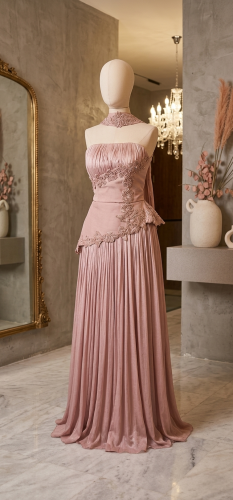 فستان سهره وردي ناعم (Dusty Rose)
