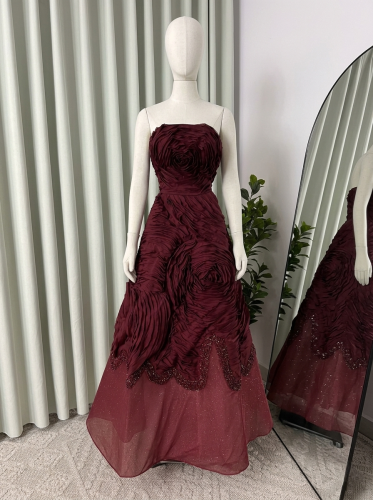 فستان سهره عنابي داكن