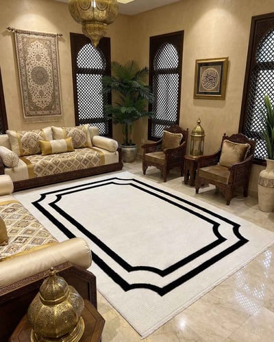 سجادة إطار أسود فيكتوريا – سجاد فكتوري بيج ساده بح...