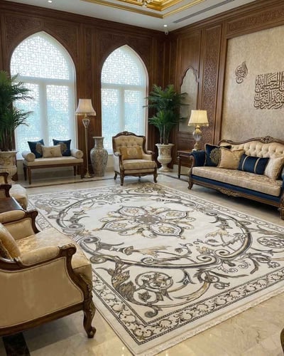 سجاد إليزيه فرنسي – كريمي وذهبي وبيج بتصميم كلاسيك...