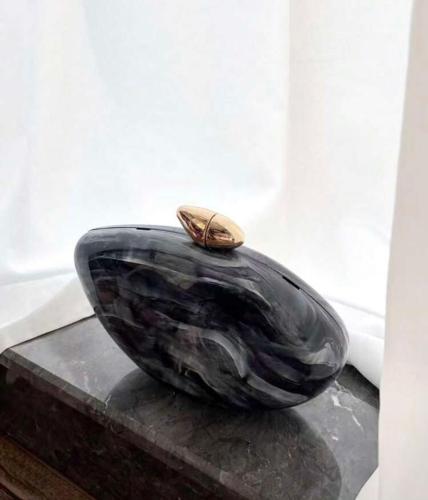 Luxury casual evening clutch, black marble color