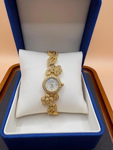 Golden automatic evening watch with zircon stones