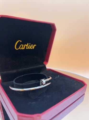 Cartier silver thin nail fence plain size 17