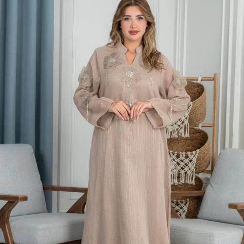 جلابيه لينن بكلفه بالصدر