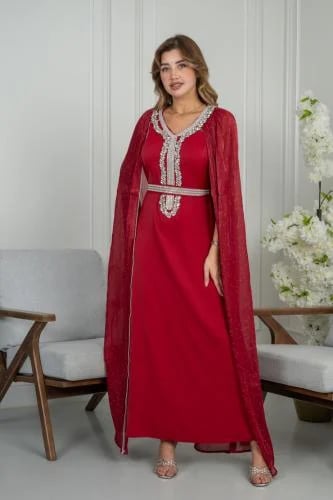 جلابيه للعيد بحزام وتطريز يدوي