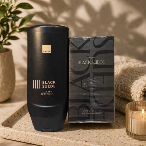 مجموعة كلاسيكيه عطر بلاك سويد مع غسول شعر وجسم من...