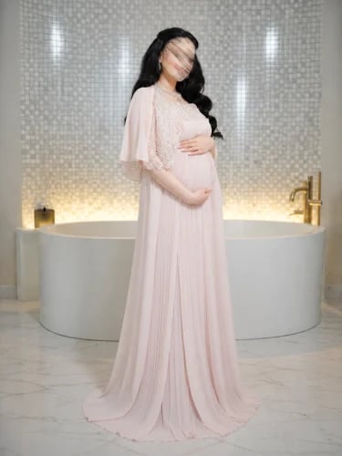 Maternity dress chiffon police with sequins
