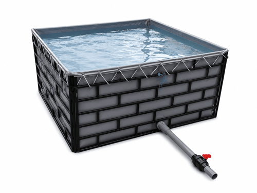 حوض مياه مع تصريف PVC 2×2 متر بعمق 90 سم