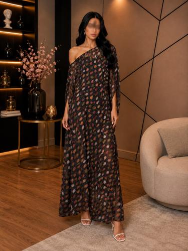 Yemeni dress chiffon luxurious with multicolored artistic print