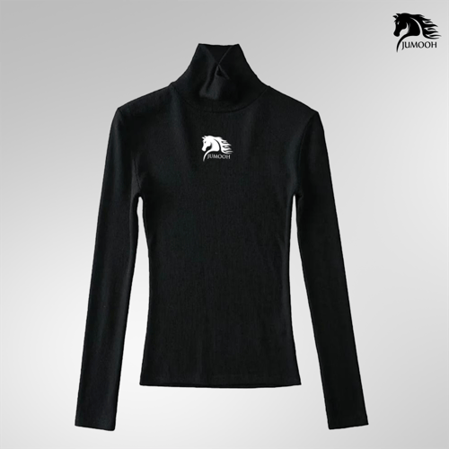 بلوزة شتوية برقبة طويلة اسود