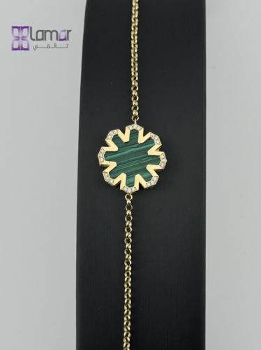 18SNBS35 أسوار ذهبي عيار 18 مُطعم بحجر الملاكايت ا...