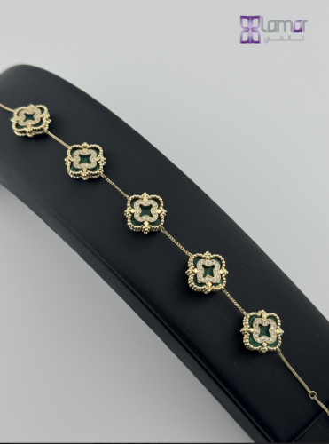 Z18SNBS-195 أسوار ذهبي عيار 18 مُطعم بحجر الملاكاي...