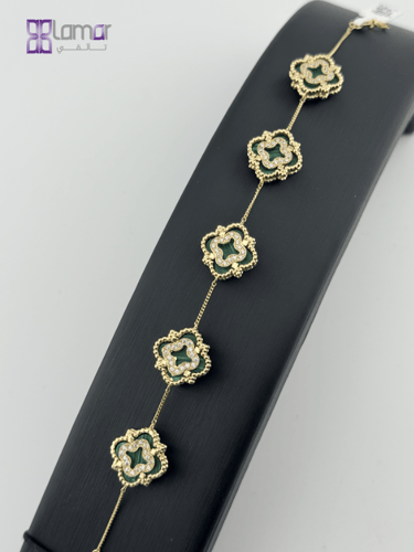 Z18SNBS-195 أسوار ذهبي عيار 18 مُطعم بحجر الملاكاي...