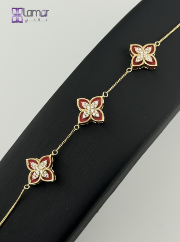 Z18SNBS12 أساور نجمة لمار عيار 18 مُطعم بحجر أحمر...