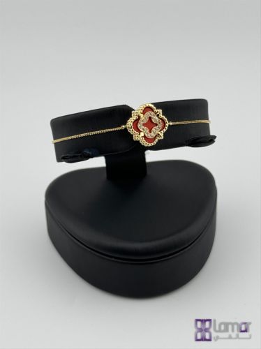 18SNBS30 أسوار ذهبي عيار 18 مُطعم بحجر أحمر طبيعي