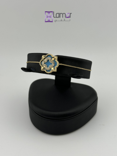 18SNBS29 أسوار ذهبي عيار 18 مُطعم بحجر التركواز