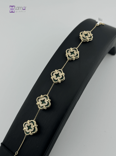 Z18SNBS-195 أسوار ذهبي عيار 18 مُطعم بحجر الملاكاي...