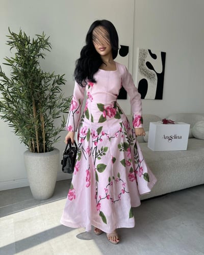 فستان لحمي برنت مشجر G276