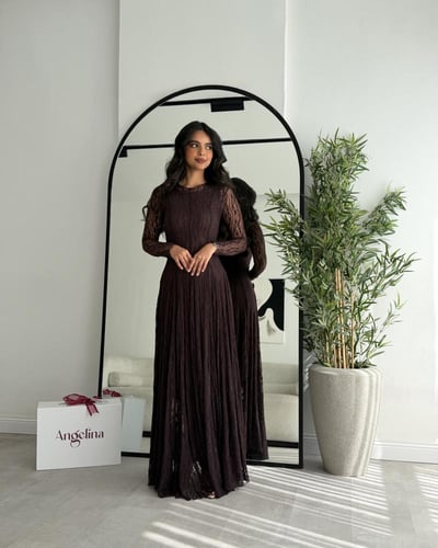 فستان دانتيل موكا G131