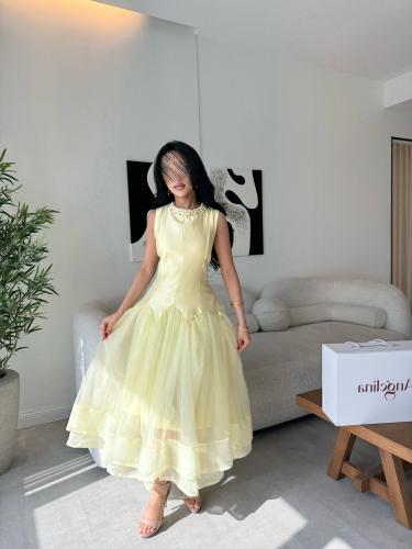 فستان اصفر ميد G107