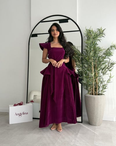 فستان ارجواني مخمل جوخ G127