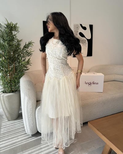 فستان سكري ميد دانتيل G190