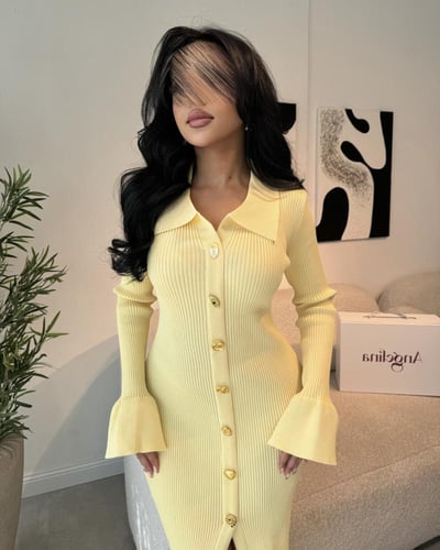 فستان ناعم ماسك اصفر G192