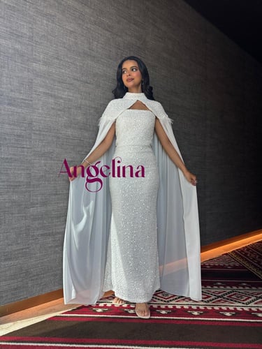 فستان سهرة ابيض ترتر