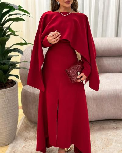 فستان احمر انيق ساتر