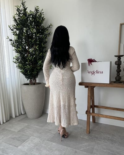 فستان ميد بيج مورد راقي G265