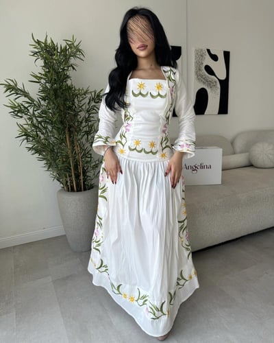 فستان سكري تطريز جاكت قطعتين G259