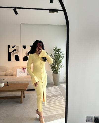 فستان ناعم ماسك اصفر G192