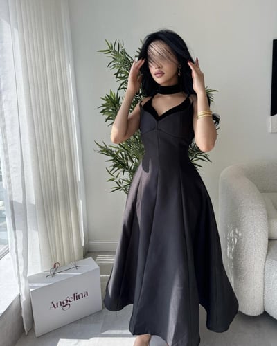 فستان ميد اسود G110